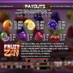 Fruit Zen Slots Payout Table