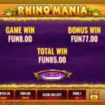 Real Money Online Slot Game Rhino Mania Bonus Win