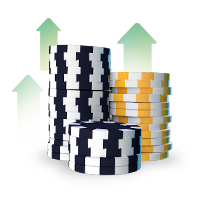 Max Odds Bet Poker Chips Stack with up Arrows