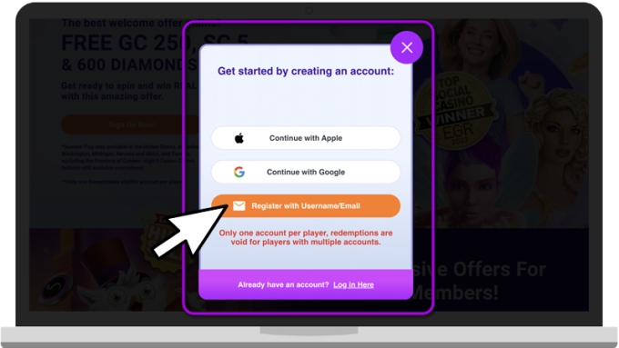 High 5 Casino Account Creation Step Two Image