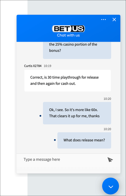 BetUS Live Chat Customer Support 2