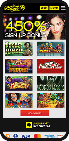 Club Player Casino Homepage Mobile