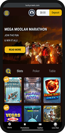 Lucky Creek Casino Homepage