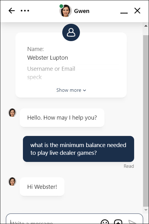 Online Casino Games Customer Support Chat