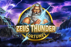 Zeus thunder slot game logo at DuckyLuck Casino