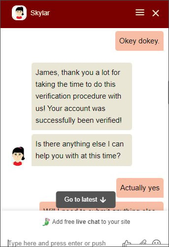 BoVegas Casino Customer Support Verification