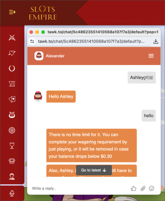 Slots Empire Customer Support Live Chat 1
