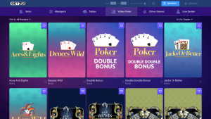 Screenshot of BetUS' Video Poker Section