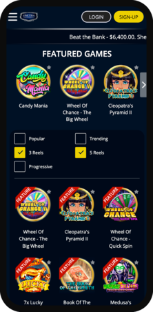 Lincoln Casino Mobile Game Catalog Page Screenshot
