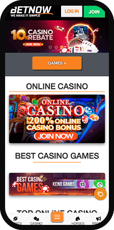 Betnow Casino Homepage