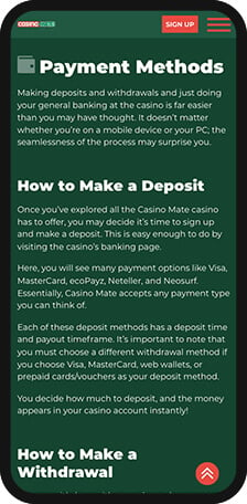 Casino Mate Banking Mobile