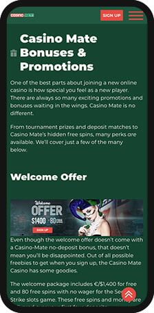 Casino Mate Promotions Mobile