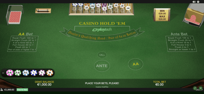 Table Layout in Casino Holdem