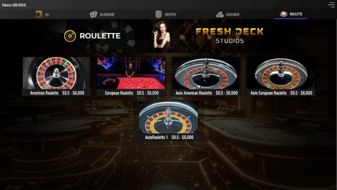 Live Dealer Roulette Section Powered by Fresh Deck Studios at DuckyLuck