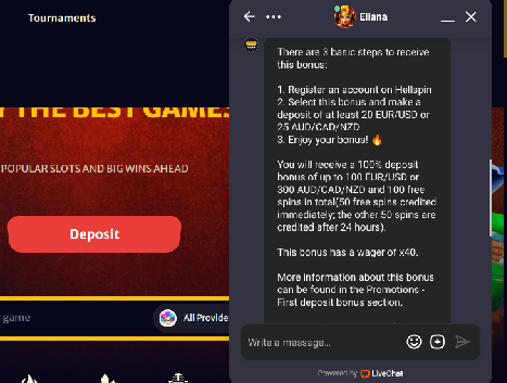 Hell Spin casino customer service live chat thumbnail 2