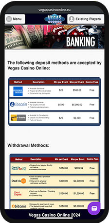 Vegas Casino mobile BANKING